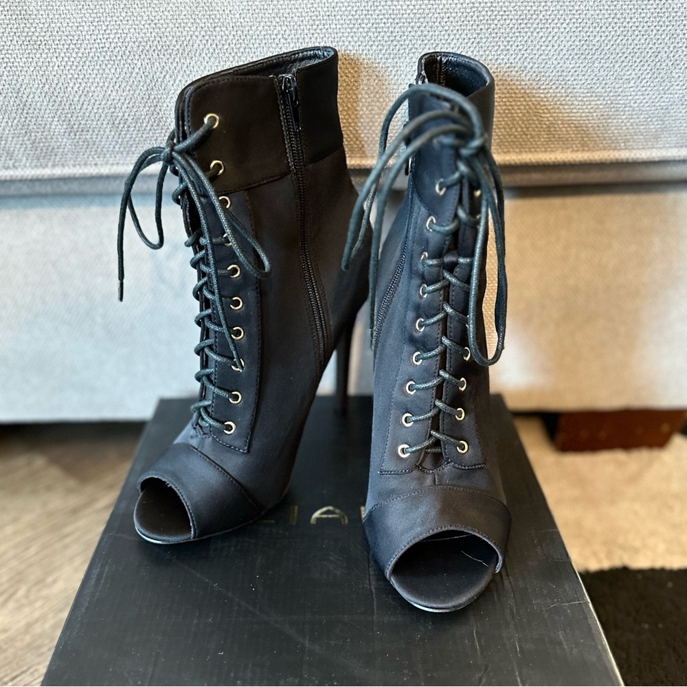 Black lace up high heels size 8.5